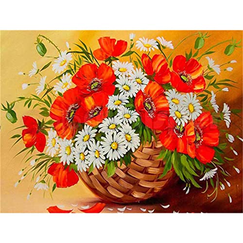 Diamond Painting Blume,Diamond Painting Set Full Groß,5D Diamant Painting Bilder Erwachsene Kinder,DIY Malen Nach Zahlen Arts Craft,Wohnzimmer Schlafzimmer Wand Eingang Dekoration Round Drill 50x70cm von Jayogo