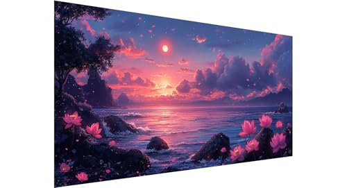 Diamond Painting Erwachsene Groß 100x200cm, 5D Diamant Painting Bilder Lotus Diamond Painting Meer Diamand Painting Kinder Anfänger, DIY Crystal Art Bastelset, Deko Wohnzimmer, Geschenke Frauen N1-584 von Jaznnghh