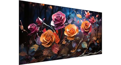 Diamond Painting Erwachsene Groß 100x200cm, 5D Diamant Painting Bilder Rose Diamond Painting Blume Diamand Painting Kinder Anfänger, DIY Crystal Art Bastelset, Deko Wohnzimmer, Geschenke Frauen N1-558 von Jaznnghh