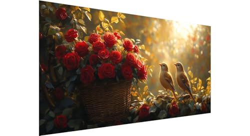 Diamond Painting Erwachsene Groß 100x200cm, 5D Diamant Painting Bilder Rose Diamond Painting Vogel Diamand Painting Kinder Anfänger, DIY Crystal Art Bastelset, Deko Wohnzimmer, Geschenke Frauen N1-552 von Jaznnghh