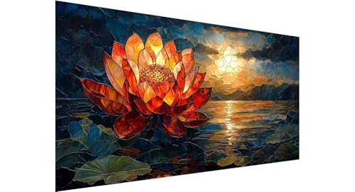 Diamond Painting Erwachsene Groß 30x60cm, 5D Diamant Painting Bilder Lotusblume Diamond Painting See Diamand Painting Kinder Anfänger, DIY Crystal Art Bastelset, Deko Wohnzimmer,Geschenke Frauen N1-44 von Jaznnghh