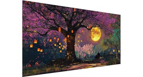 Diamond Painting Erwachsene Groß 70x140cm, 5D Diamant Painting Bilder mond Diamond Painting Baum Diamand Painting Kinder Anfänger, DIY Crystal Art Bastelset, Deko Wohnzimmer Geschenke für Frauen N1-20 von Jaznnghh