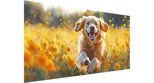 Diamond Painting Hund Diamond Painting Erwachsene Blume 3 Diamant Painting Bilder Kinder, 5D Diamond Painting Anfänger, DIY Diamanten Malerei Stickerei Bastelset, Zimmer Deko Geschenk 50x100cm N1-623 von Jaznnghh