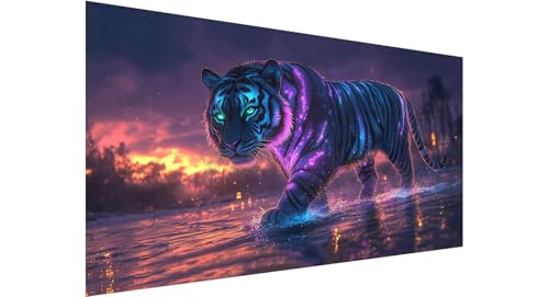 Diamond Painting Tiger Diamond Painting Erwachsene Fluss Diamant Painting Bilder Kinder, 5D Diamond Painting Anfänger, DIY Diamanten Malerei Stickerei Bastelset, Zimmer Deko Geschenk 20x40cm N1-607 von Jaznnghh