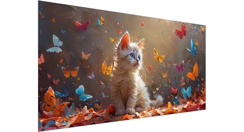 Diamond Painting Weihnachten Diamond Painting Erwachsene Katze Diamant Paintings Bilder Kinder, 5D Diamant Paintings Anfänger, DIY Diamanten Malerei Stickerei Bastelset, Zimmer Deko 70x140cm G1-831 von Jaznnghh