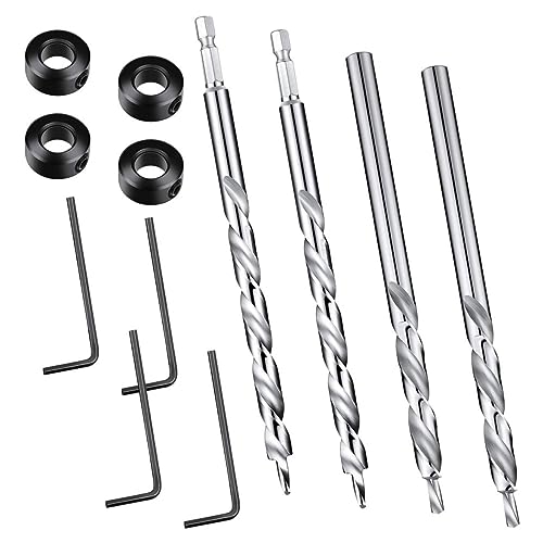 4Sets Taschenlochbohrer 9,5 mm Sechskant Shank Ersatz -Twist -Schritt -Bohrer mit Tiefenstoppkragen von Jcasbdn