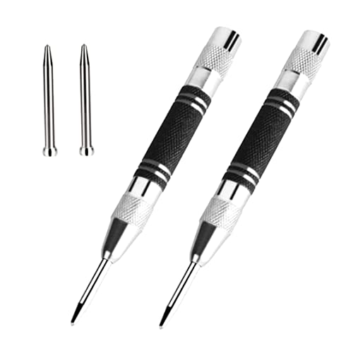 4pcs Automatic Center Punch Black Stahl einstellbarer Federbelastung geladener Mitte Loch -Lochwerkzeuge von Jcasbdn