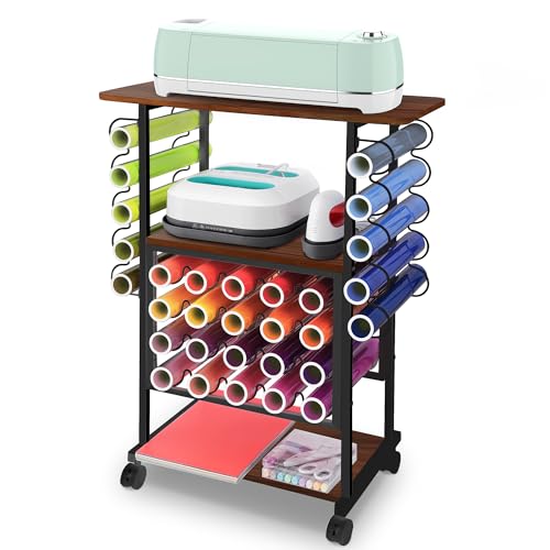 Jchccu Vinyl-Rollenhalter für Cricut-Wagen, Organisation und Aufbewahrung, kompatibel mit Cricut-Maker-Maschine, Basteltisch-Organisations-Arbeitsplatz für Bastelraum, 3-stöckiger Rollwagen Jchccu Vinyl-Rollenhalter für Cricut-Wagen, Organisation und Aufbewahrung, kompatibel mit Cricut-Maker-Maschine, Basteltisch-Organisations-Arbeitsplatz für Bastelraum, 3-stöckiger Rollwagen von Jchccu
