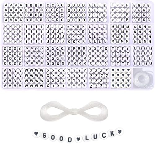 1400+ Stück Buchstabenperlen Set, 4x7 mm perlen buchstaben Armbänder, DIY Schmuck Basteln Kreativität Geschenk Friendship Bracelet Kit von JcoGel