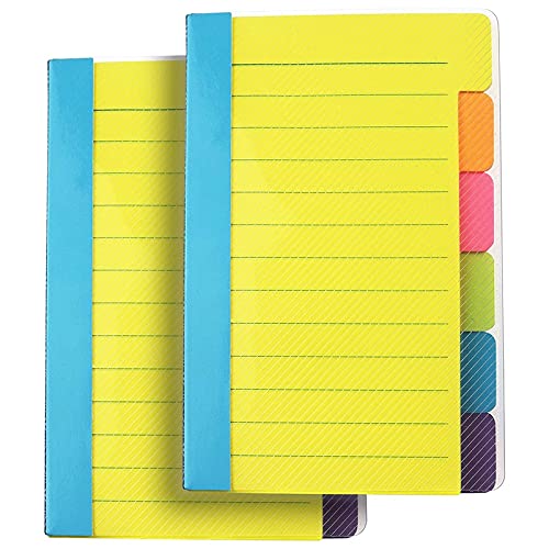 Jdeijfev Haftnotizen Trennblätter, Haftnotizen, Tabbed Self Stick Liniert Farben Notizblock, 10,2 x 15,2 cm, 2 Stück 120 Index Notizen von Jdeijfev