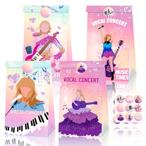 JeVenis 12 PCS Singer Thema Partei Favoriten Taschen Singer Theme Geburtstag Party Zubehör Taschen Candy Treat Bag für Geburtstag Hochzeit Brautdusche von JeVenis