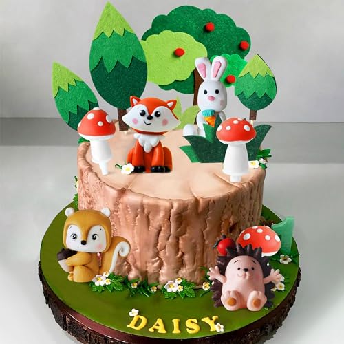 JeVenis Luxus Woodland Tiere Party Supplies Woodland Baby Dusche Kuchen Dekoration Woodland Tiere Kuchen Dekoration Waldtiere Kuchen Dekoration Igel Eichhörnchen Fuchs Kuchen Dekoration von JeVenis