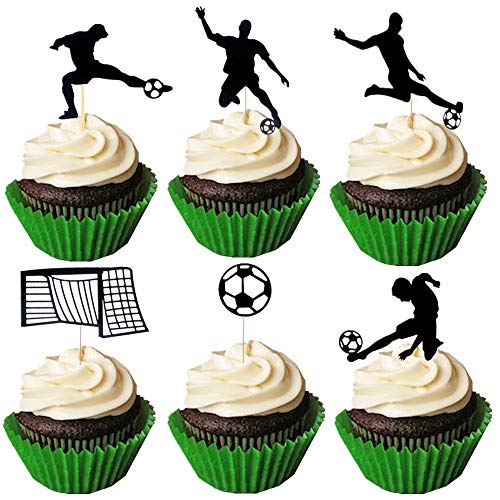 JeVenis 24 Stück Fußball Cupcake Topper Sport Kuchen Dekoration für Fußball Party Dekorationen Sport von JeVenis