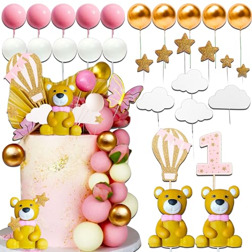 JeVenis Teddybär Kuchen Dekoration Babyparty Dekoration Teddybär Geburtstagstorte Deko Baby Mädchen Kuchendekoration von JeVenis