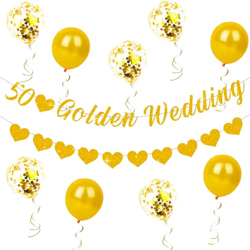 JeVenis 50th Golden Wedding Anniversary Geschenke Ballon 50th Golden Wedding Anniversary Dekoration Cheers To 50s Anniversary Dekoration von JeVenis