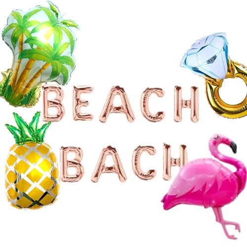 JeVenis 5er Set Strand-Bach-Ballons Flamingo Brautparty Dekoration Strand Bachelorette Party Dekorationen Kit Junggesellinnenabschied Luftballons Strand Bachelorette Dekoration von JeVenis