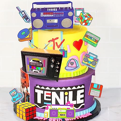 JeVenis Back to 90s Geburtstag Retro Tortendeko Radio Kuchen Deko Birthday Cake Topper 90s 80s Party Kindergeburtstag von JeVenis