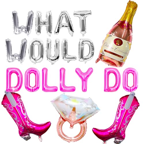 JeVenis Ballonbanner mit Aufschrift "What Would Dolly Do", Cowgirl, Junggesellinnenabschied, Disco, Cowgirl, Luftballons, Dolly Themed Nash Bach, Nashville Bach, Party-Dekorationen von JeVenis