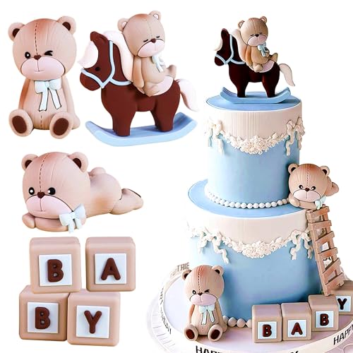 JeVenis Beige Dusche Kuchen Dekoration Teddybär Kuchen Topper Geschlecht Enthüllen Kuchen Dekoration Bär Dusche Party Supplies Teddybär Dekoration von JeVenis