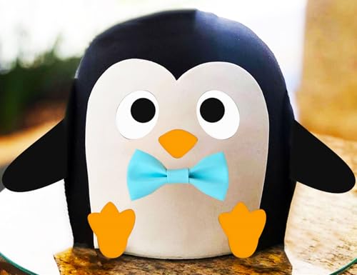 JeVenis Blaue Schleife Pinguin Geburtstag Kuchen Topper DIY Pinguin Gesicht Pinguin Geburtstag Party Supplies Pinguin Party Favors Frozen Pinguin Geburtstag Dekoration von JeVenis