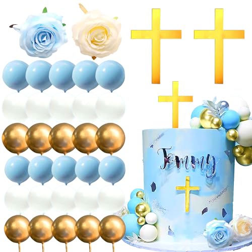 JeVenis Blaue Taufe Tortendeko Kreuz Tortendeko Baby Junge Kuchen Dekoration Taufe Party Gastgeschenke Taufe Party Supplies Taufe Party Dekoration Junge von JeVenis