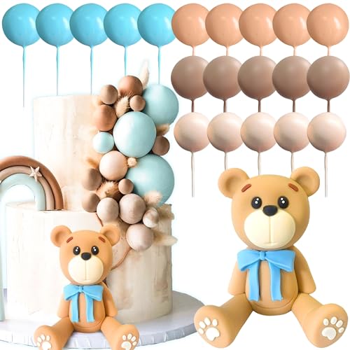 JeVenis Blauer Bär Tortendeko Blau Gold Kugeln Cake Topper Bären Kuchen Kuchendeko Baby Shower Geburtstag Kuchendeko von JeVenis