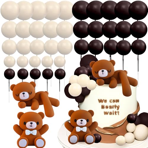 JeVenis Braun Baby Shower Tortendeko Teddybär Kuchen Topper Geschlecht Offenbarung Kuchen Dekoration Bär Babyparty Party Supplies Teddybär Dekoration von JeVenis