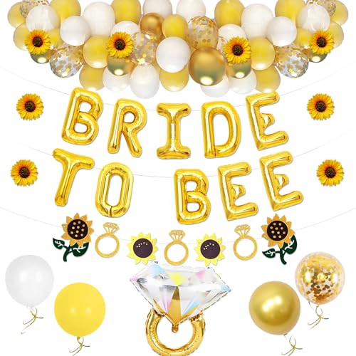 JeVenis Bride to Bee Brautdusche Dekoration Luftballons Hintergrund Sonnenblumen Bienen Thema Brautdusche Dekorationen Hochzeit Braut to Be Engagement Banner Requisiten von JeVenis