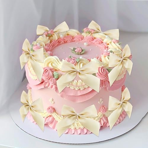 JeVenis Champagnerrosa Seidenband Schleife Kuchen Topper Schleife Kuchen Dekor Kokette Geburtstag Kuchen Bachelorette Kokette Geburtstag Party Schleife Party Dekorationen von JeVenis