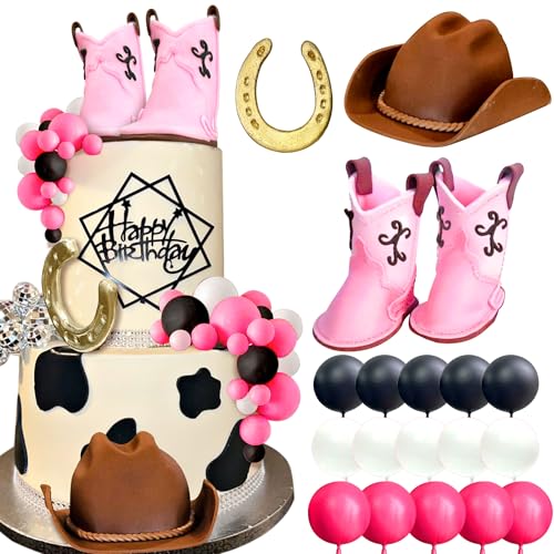 JeVenis Cowgirl Kuchen Decortaion Kuh Kuchen Dekoration Lets Go Mädchen Party Dekoration Disco Ball Kuchen Decortaion von JeVenis