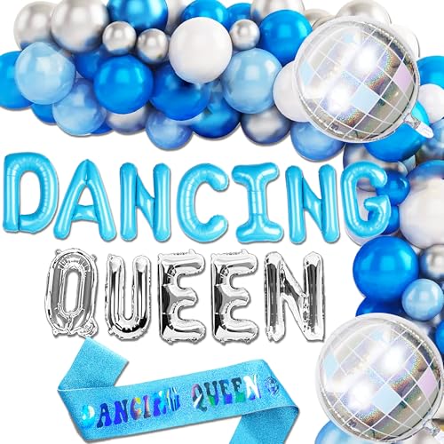 JeVenis Dancing Queen Bachelorette Party Dekoration Dancing Queen Luftballons Banner Mamma Mia Party Dekoration Disco Party Deko 70er Jahre Dekoration von JeVenis