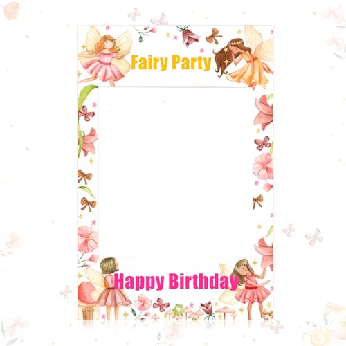 JeVenis Fee Happy Birthday Fotostand Requisiten Frame Fairy Party Zubehör Woodland Mushroom Fairy Party Deko Zubehör von JeVenis