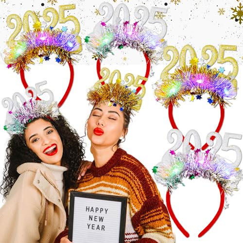 JeVenis Glitzernde 2025 Happy New Year Party Supplies 2025 Photo Booth Requisiten Happy New Year Hut Happy New Year Stirnband Silvester Party Hut Silvester Party Supplies Photo Booth Prop von JeVenis