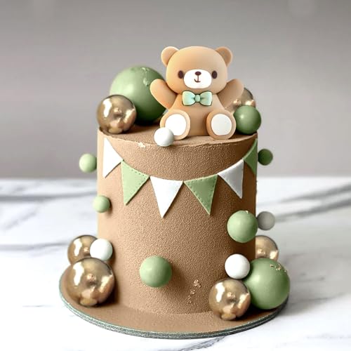 JeVenis Grüner Bär Tortendeko Baby Bär Baby Shower Cake Topper Bären Tortendeko Baby Shower Geburtstag Kuchen Dekoration von JeVenis