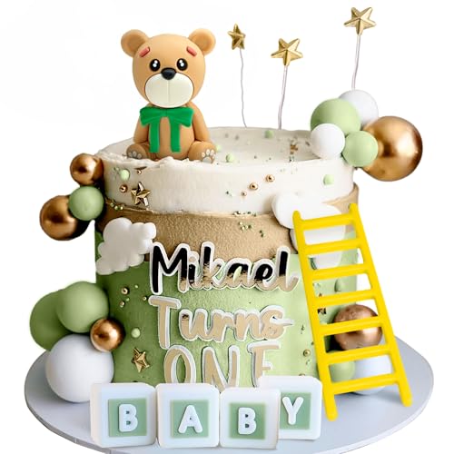 JeVenis Grüner Bär Tortendeko Baby Bär Tortendeko Bären Cake Topper Baby Shower Geburtstag Kuchen Dekoration von JeVenis