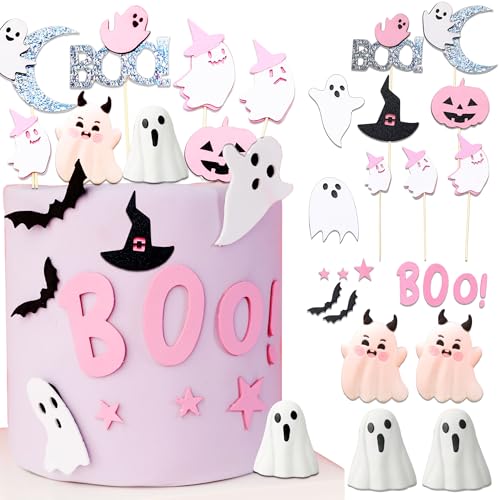 JeVenis Gruselige Kuchen Dekoration Rosa Halloween Dekoration Rosa Halloween Cupcake Dekoration Pink Halloween Party Zubehör von JeVenis