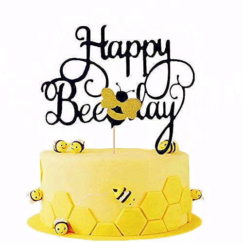 JeVenis Happy Bee Day Cake Topper Bee Cake Toppers Bumble Bee Cake Decoration Bumble Bee Themed Birthday Party Decorations von JeVenis