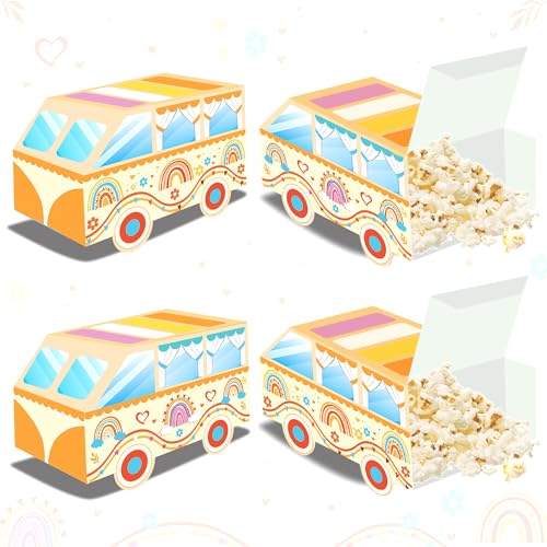 JeVenis 12PCS Hippie Party Deko Hippie Groovy Geburtstag Party Dekorationen Hippie Bus Treat Goodie Papierboxen Box für zwei Groovy Party Dekoration von JeVenis