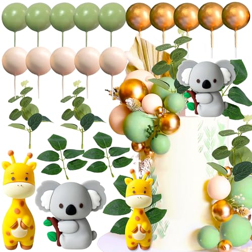 JeVenis Jungle Baby Shower Tortendeko Safari Tiere Kuchendeko Koala Giraffe Kuchen Topper Wild One Kuchen Dekoration Zwei Wild Cake Topper von JeVenis