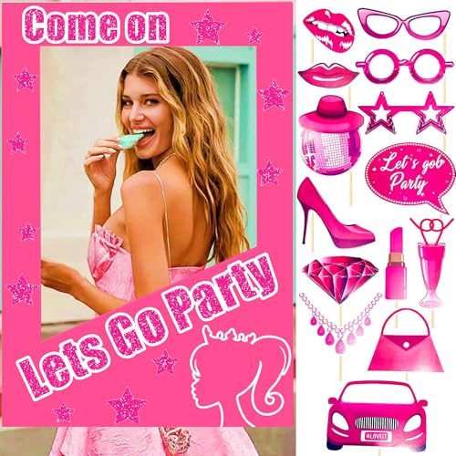 JeVenis Lets Go Party Photo Booth Props Hot Pink Girl Birthday Party Supplies Come On Lets Go Party Decoration Bachelorette Bridal Shower Birthday von JeVenis