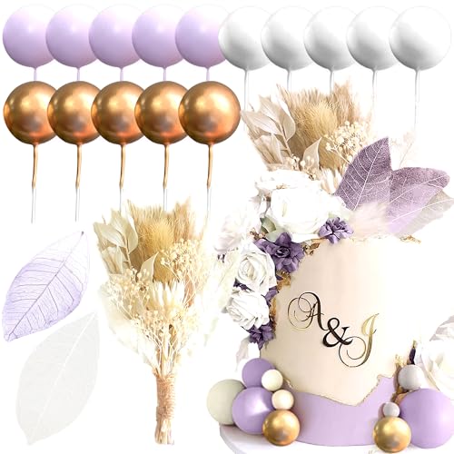 JeVenis Lila Cake Topper Boho Kuchen Dekorationen Kuchen Blumen Dekorationen Floral Cake Topper Blume Kuchen Topper für Hochzeit Baby Shower Geburtstag Party von JeVenis