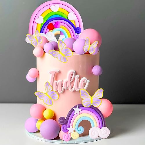 JeVenis Lila Regenbogen Tortendeko Schmetterling Tortendeko Kuchen Topper Kinder Geburtstag Babyparty Hochzeit Cupcake Topper von JeVenis