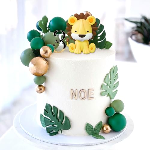 JeVenis Löwe Cake Topper Löwe Geburtstag Dekorationen Safari Tier Kuchen Topper Safari Cake Topper Wild One Cake Topper Dschungel Baby Shower Cake Topper Safari Baby Shower Cake Dekorationen von JeVenis