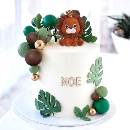 JeVenis Löwe Cake Toppers Löwe Geburtstag Dekorationen Safari Tier Kuchen Topper Safari Cake Topper Wild One Kuchen Dekoration Dschungel Baby Shower Cake Topper Safari Baby Shower Cake Dekorationen von JeVenis