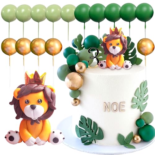 JeVenis Löwe Cake Topper Löwe Geburtstag Dekorationen Safari Tier Kuchen Topper Safari Cake Topper Wild One Cake Topper Dschungel Baby Shower Cake Topper Safari Baby Shower Cake Dekorationen von JeVenis