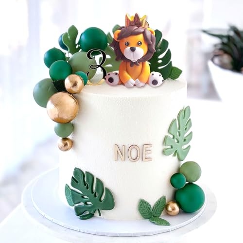 JeVenis Löwe Cake Topper Löwe Geburtstag Dekorationen Safari Tier Kuchen Topper Safari Cake Topper Wild One Cake Topper Dschungel Baby Shower Cake Topper Safari Baby Shower Cake Dekorationen von JeVenis