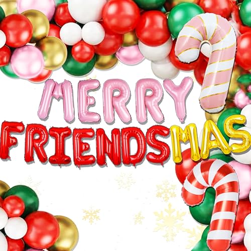 JeVenis Merry Friendsmas Partydekorationen "Merry Friendsmas", Banner, Luftballons, Freunde, Thema, Weihnachtsfeier, Girlande, Wimpelkette, Dekorationen von JeVenis