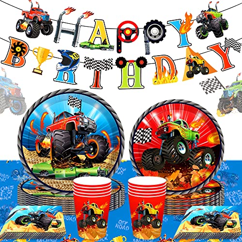 JeVenis Monster Trucks Geburtstagsdekoration Monster Trucks Partyzubehör Monster Trucks Partyteller und Servietten Monster Trucks Tischdecke Monster Trucks Geburtstagsbanner JeVenis Monster Trucks Geburtstagsdekoration Monster Trucks Partyzubehör Monster Trucks Partyteller und Servietten Monster Trucks Tischdecke Monster Trucks Geburtstagsbanner von JeVenis