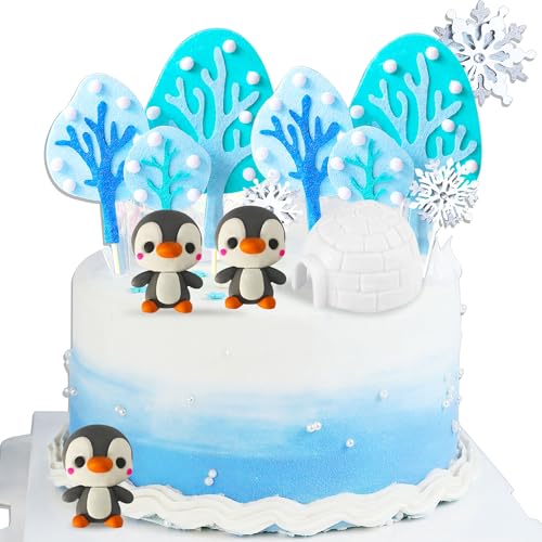 JeVenis Pinguin Geburtstag Tortendeko Pinguin Party Kuchen Deko Polar Themed Geburtstagsparty Dekoration Penguin Birthday Cake von JeVenis