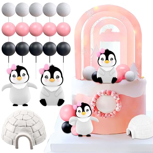 JeVenis Pinguin Geburtstag Tortendeko Pinguin Party Kuchen Deko Polar Themed Geburtstagsparty Dekoration Penguin Birthday Cake von JeVenis